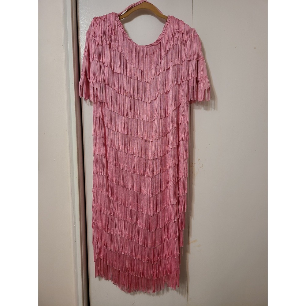 Vintage Pink Fringed Dress by Jean for Joseph Le Bon.  Size 10.  Made In India